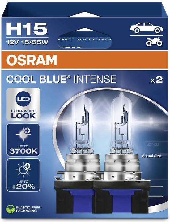 Actual product image Osram 4062172387811 Halogen bulb COOL BLUE® INTENSE H15 15/55 W 12 V (H15)
