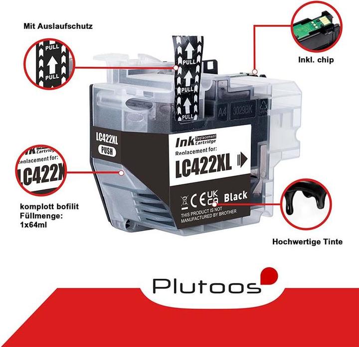 Actual product image Plutoos Brother LC-422XL cartridge compatible, set of 4 colours LC-422 XL