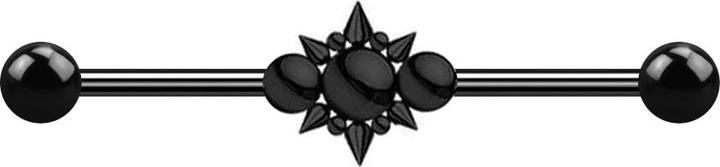 Produktbild Star Piercing Barbell schwarz zwei Kugeln drei Kugeln mit Cones (Chirurgenstahl 316L, ohne Messing)
