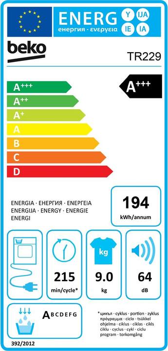 Energie-Label Beko Tumbler (9 kg)