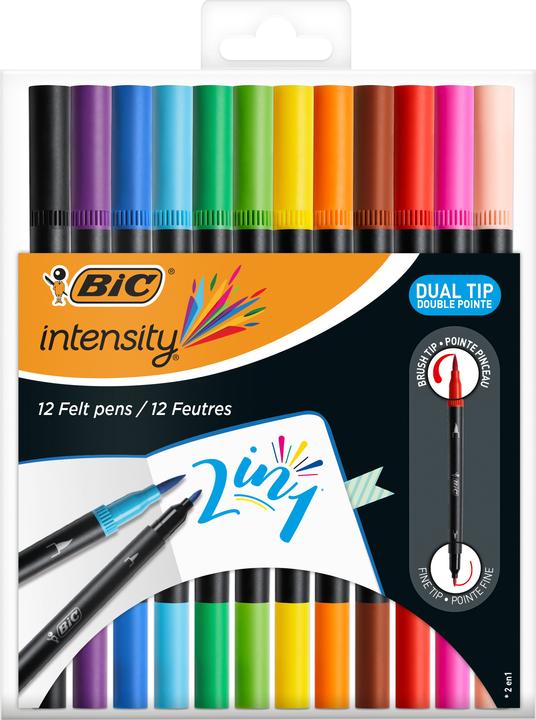 Bic Matita in fibra Dual Tip (Multicolore, 12 x)