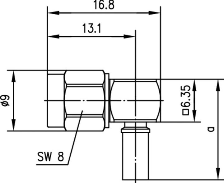 Produktbild Telegärtner SMA-Reverse-Steckverbinder Stecker, gewinkelt 50 Ohm J01150R0021 1 St.