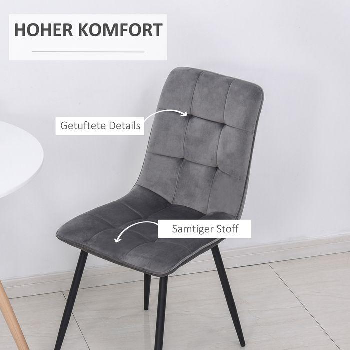 Produktbild Swisshandel24 2er-Set Esszimmerstuhl Polsterstuhl Küchenstuhl Esstisch Schaumstoff Metall Grau+Schwarz 45 x 63 x 9