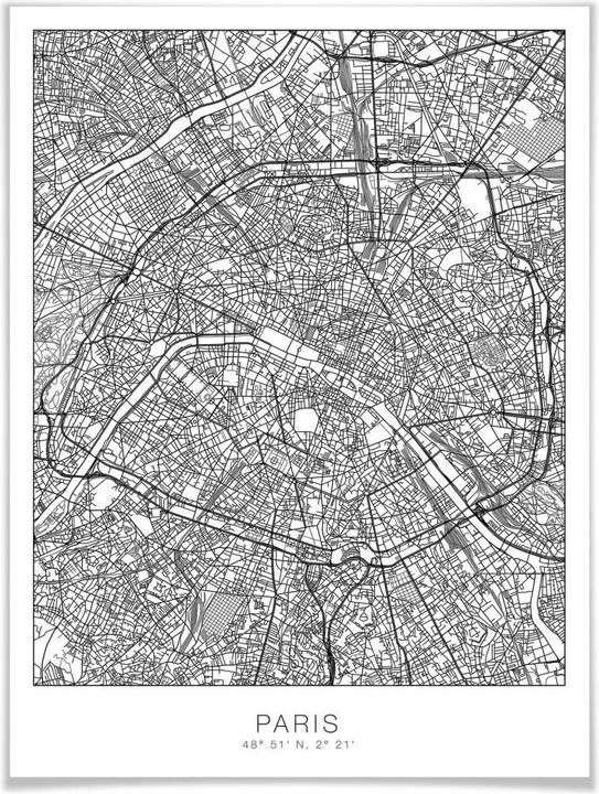 Actual product image Trenddeko Paris city map (30 x 40 cm)