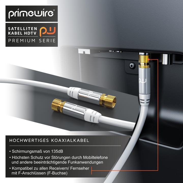 Immagine prodotto Primewire SAT Kabel HDTV - Cavo coassiale SAT Premium - TV HDTV Radio DVB-T DVB-C DVB-S DVB-S2, schermatura 4 (135 dB, Cavi SAT)