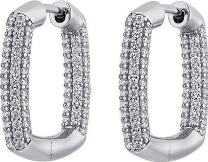 Rosato Shiny silver earrings with clear zircons Bianca RZBI2 - Length: 2 cm