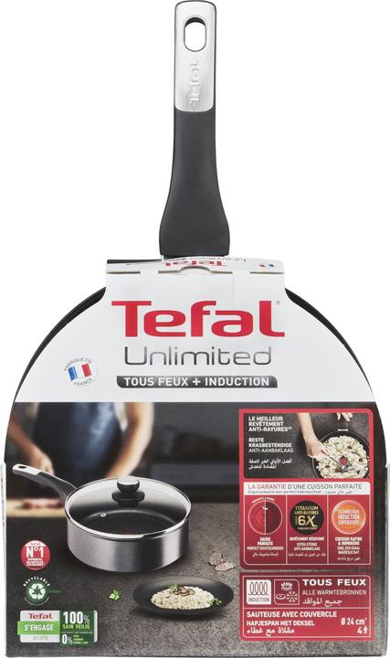 Actual product image Tefal Unlimited Hapjespan met deksel 24 cm (24 cm, Frying pan, Aluminium)