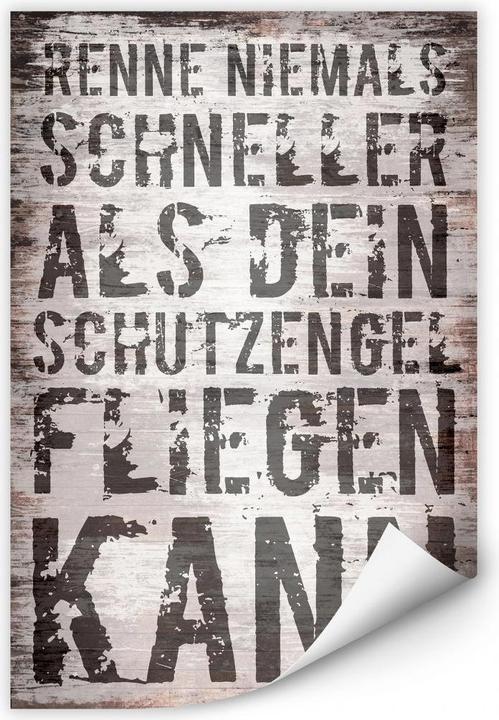Produktbild Trenddeko Renne niemals schneller als dein Schutzengel fliegen kann (50 x 80 cm)