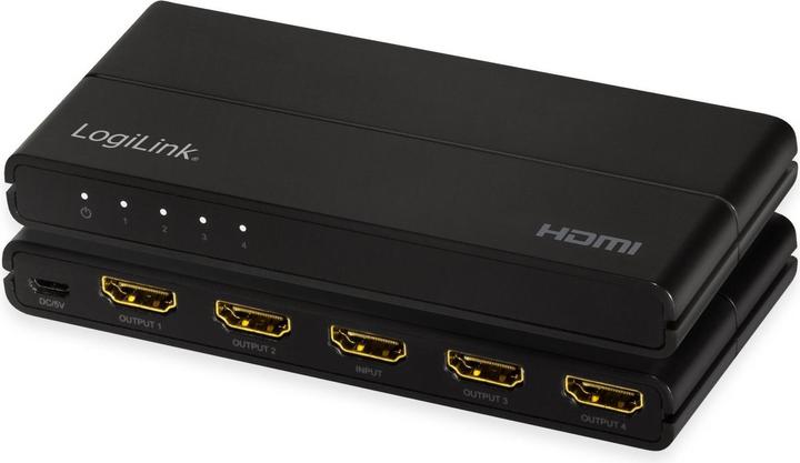 Produktbild LogiLink HD0037 HDMI Splitter 1x4-Port, 4K/60 Hz, HDCP, HDR, CEC, downscaler