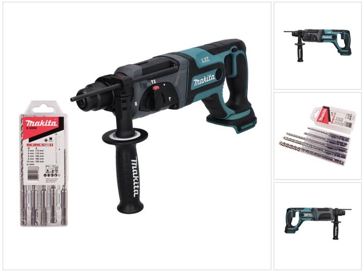 Produktbild Makita DHR 241 Z Akku Bohrhammer 18 V 2,0 J SDS plus + 5 tlg. Bohrer Set - ohne Akku, ohne Ladegerät (Akkubetrieb)