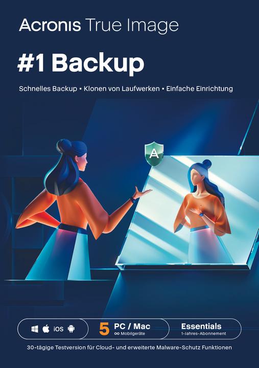 Immagine prodotto Acronis Cyber Protect Home Office Essentials (5 Utente, 1 Dispositivi/Utenti, 12 mesi)