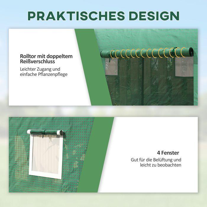 Produktbild Swisshandel24 Foliengewächshaus 300x100x200 cm, 4 Fenster, 2 Türen aus PE-Kunststoff und Stahl