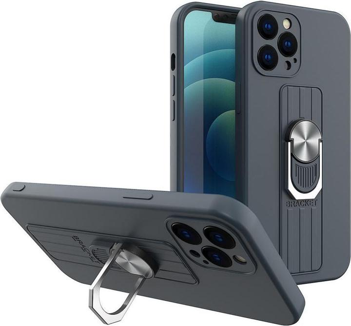 Produktbild Hurtel Ring Case silicone case with finger grip and stand for Xiaomi Redmi 10X 4G / Xiaomi Redmi Note 9 dar (Xiaomi Redmi 10X, Xiaomi Redmi Note 9)