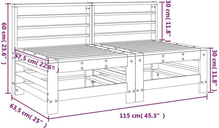 Produktbild VidaXL Garten-Mittelsofas 2 Stk. Massivholz Douglasie,Material