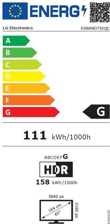 Energie-Label LG 65NANO756QC (65", NANO75, Nano-Cell, LCD, 4K, 2023)