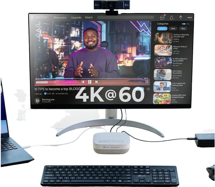 Actual product image j5Create USB-C 4K Speakerphone Dock, Wired, USB 3.2 Gen 1 (3.1 Gen 1) Type-C, 100 W, 10,100,1000 Mbi