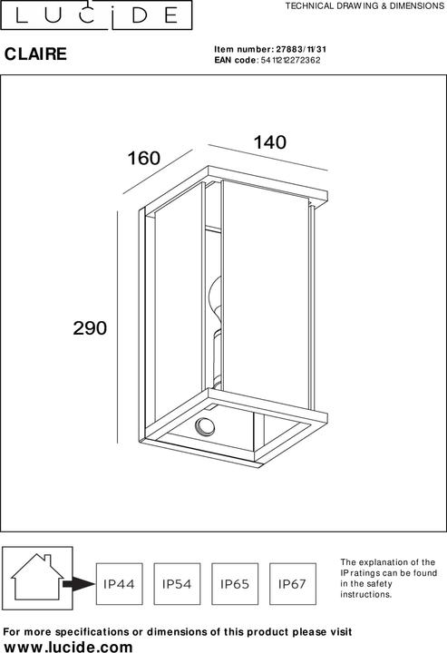 Produktbild Lucide Claire (E27, IP54)