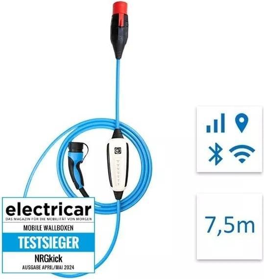 Immagine prodotto NRGkick Stazione di ricarica mobile 32 A, 7,5 m, tipo 2 WLAN, 4G, GPS (Tipo 2, 22 kW, 32 A, Tipo 2)