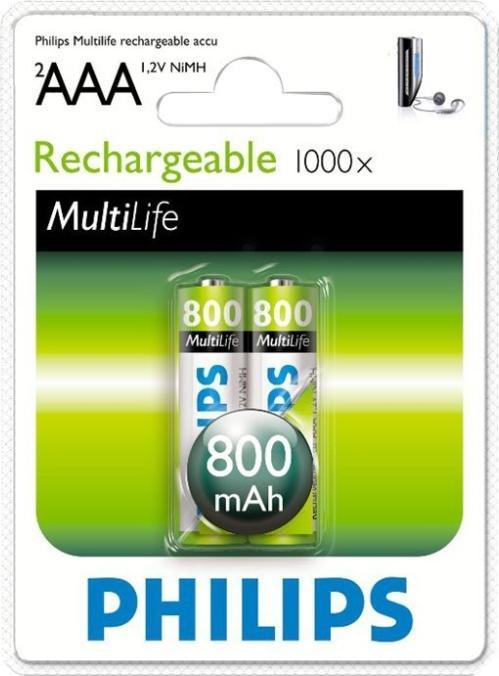 Produktbild Philips R03B2A80/10 - Multi Life NiMH Akku AAA Micro 800 mAh 2er Pack (2 Stk., AAA, 800 mAh)