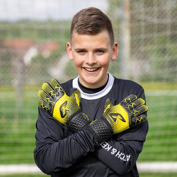 Produktbild Catch & Keep Fussballhandschuhe Kralle Protector Gr. 4 Gelb Torwart Keeper Goalie Handschuhe (4)