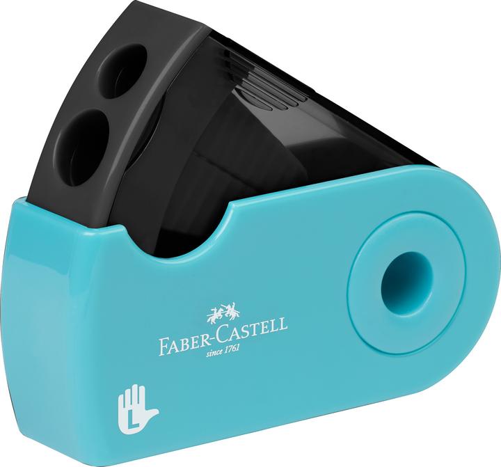 Actual product image Faber-Castell Can sharpener sleeve, left-handed, turquoise.