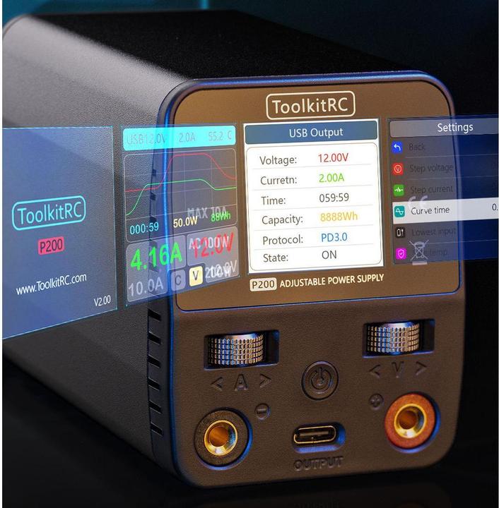 Immagine prodotto Toolkitrc P200 V2 Alimentatore 30V 10A 100/200W Ingresso AC e DC