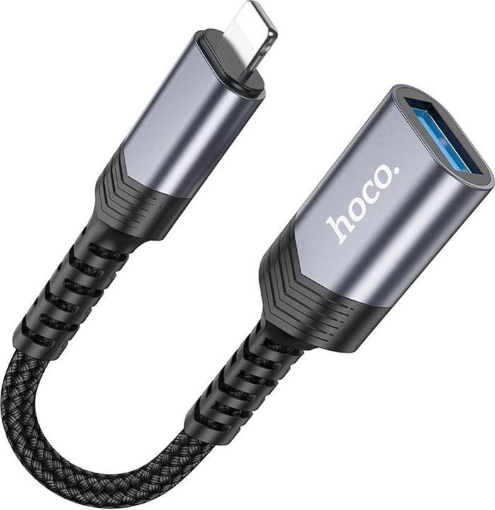 Actual product image Hoco Cable adapter iPhone Lightning 8-pin (male) to USB (female) 3.0 UA24 black (USB 3.0)