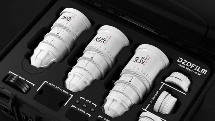 Immagine prodotto Dzofilm Pictor Zoom Kit 3 lenti (12-25/20-55/50-125 T2.8) Bianco (Canon EF-M, Full-frame)