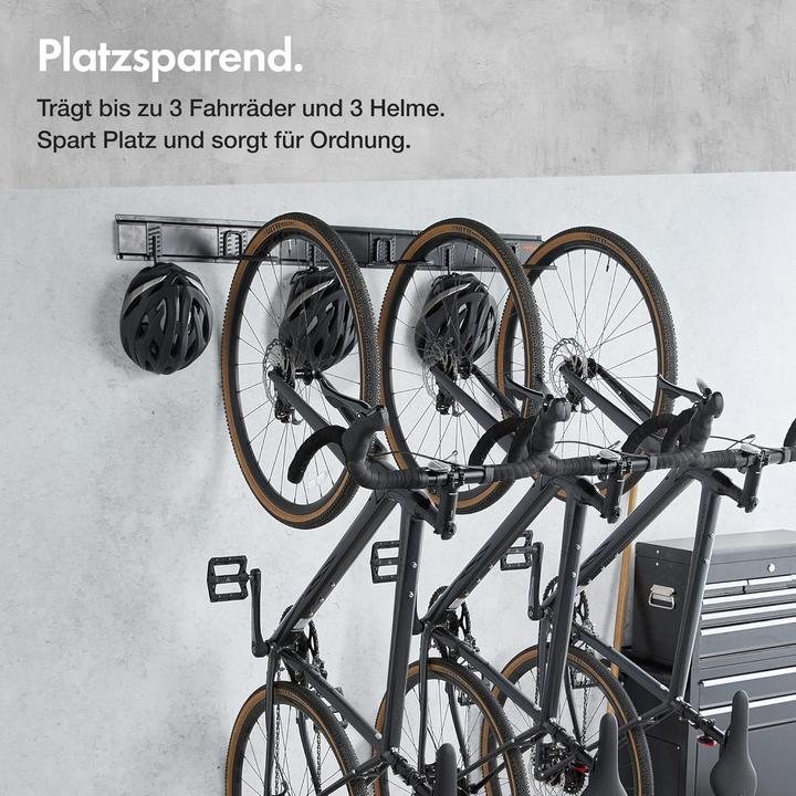 VonHaus Velo-Wandhalterung Set für 3 Räder & Helme