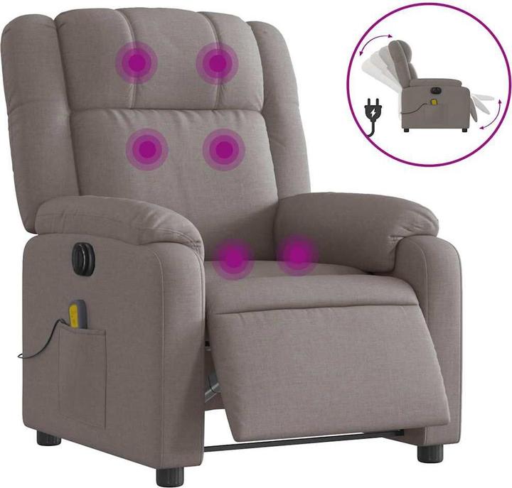 Immagine prodotto VidaXL Poltrona massaggiante Poltrona TV Poltrona relax Poltrona elettrica Tessuto Taupe