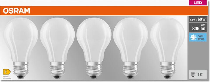 Immagine prodotto Osram Base Led Classic A (E27, 6.50 W, 806 lm, 10 x, E)