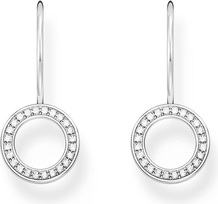 Thomas Sabo Ohrhänger in Kreisform mit weissen Steinen Silber (925 Sterlingsilber)