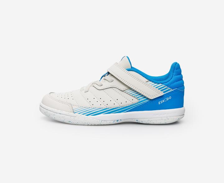 Kipsta Kinder Fussball Hallenschuhe Futsal - Eskudo 500 beige/blau