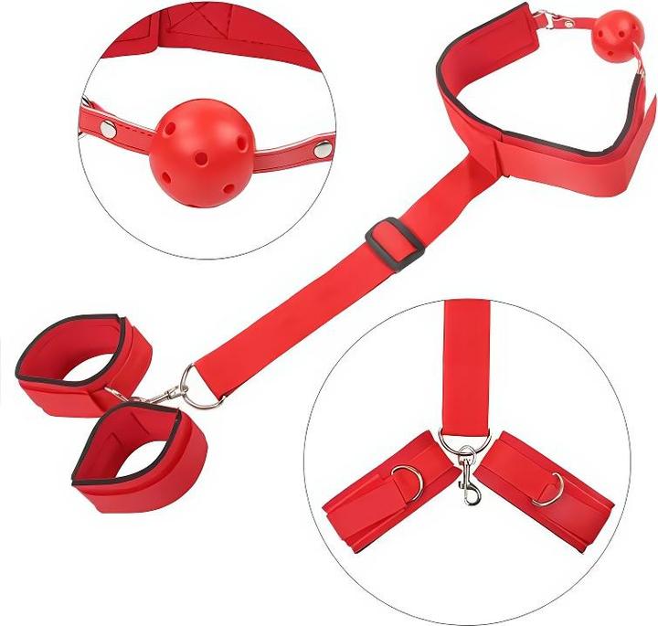 Actual product image Shots Handcuffs and red ball gag
