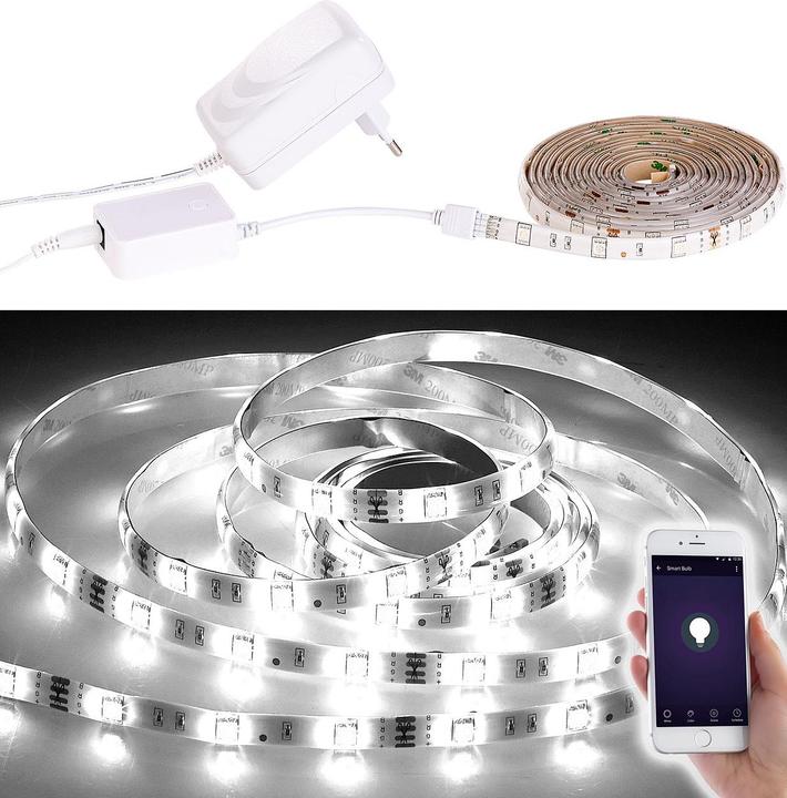 Produktbild Luminea WLAN-LED-Streifen, Amazon Alexa & Google Assistant komp. (Tageslicht, 200 cm, Indoor)