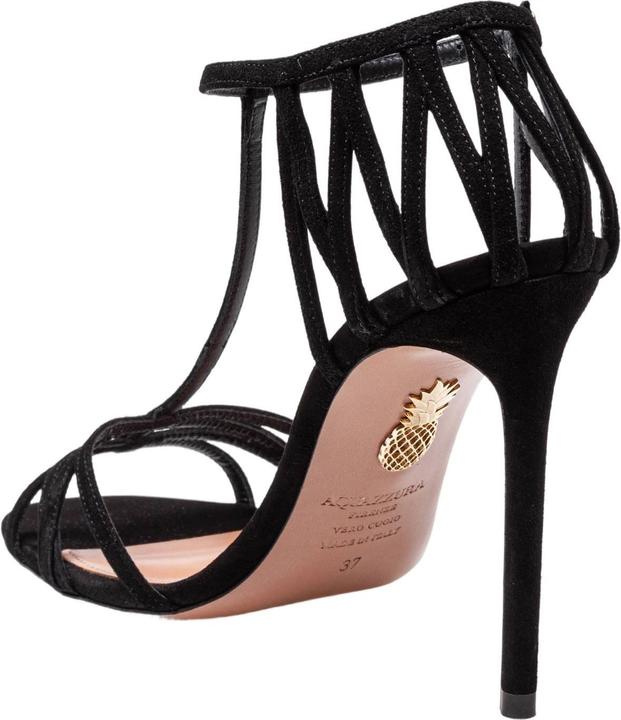 Actual product image Aquazzura forever more 105 suede sandal black color (36)