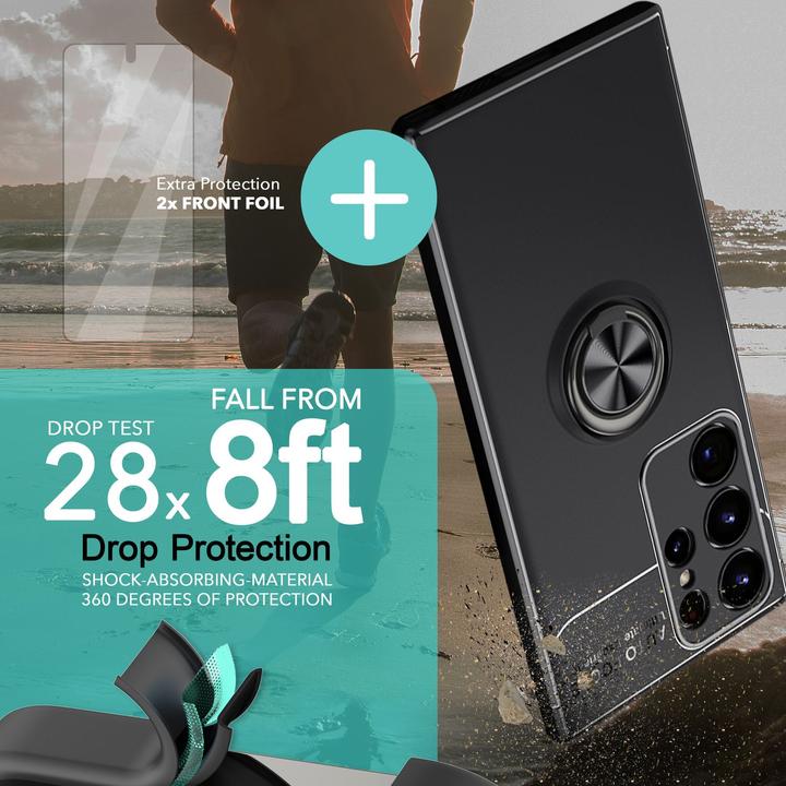 Actual product image Nalia Matte ring silicone case with 2x screen protector (Samsung Galaxy S23 Ultra)