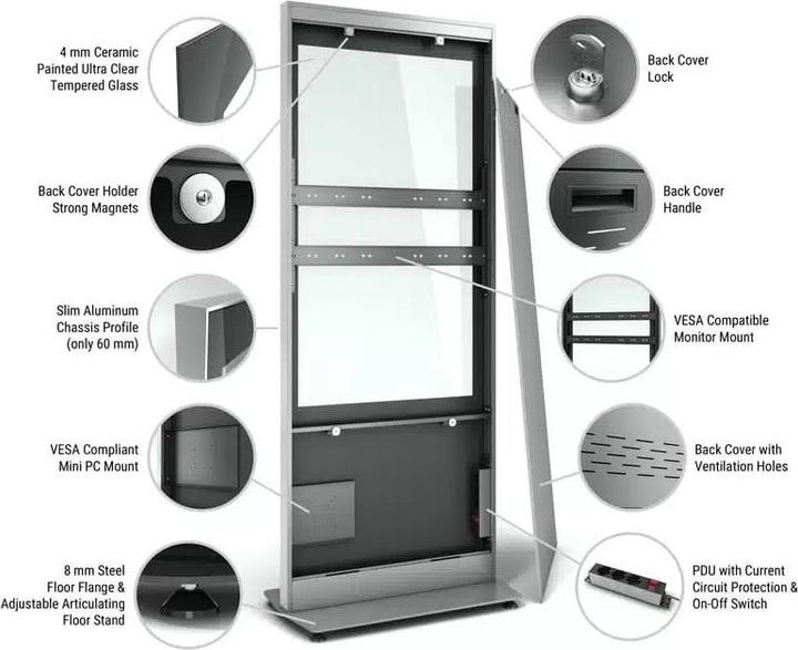 Image du produit DSS Stèle d'intérieur Portrait, écran 49", verre 4mm