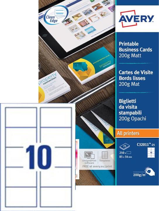 Produktbild Avery Superior Visitenkarten (200 g/m², 25 x, A4)