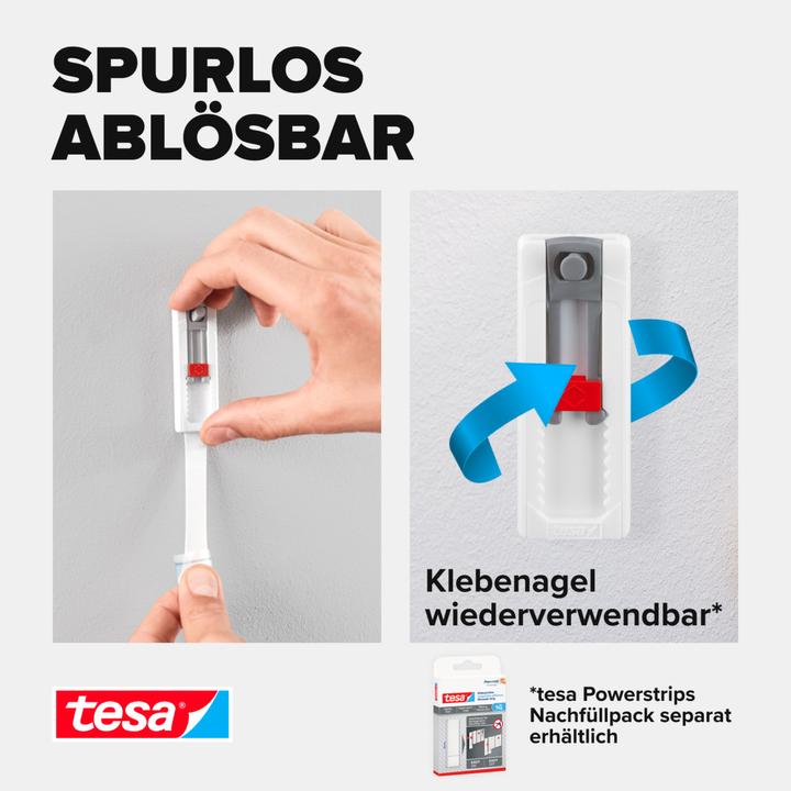 Actual product image tesa Adhesive nail for wallpaper & plaster, ideal for WLAN routers, height and side-adjustable