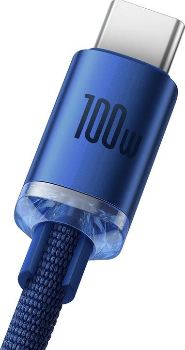 Actual product image Baseus Crystal Shine Series Fast Charging Data Cable USB to Type-C 100W 2m Blue (2 m, USB 2.0)