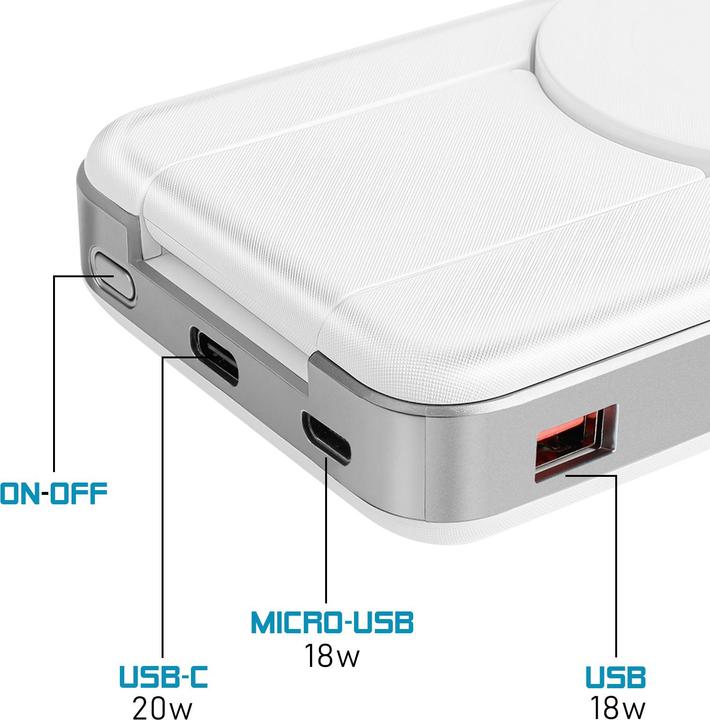 Produktbild Forever kabellose Powerbank MATB-300 10000 mAh 3in1 weiss (10000 mAh, 15 W)