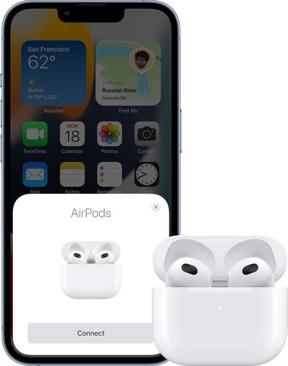 Produktbild Apple AirPods (3rd Gen.) Lightning Case (keine Geräuschunterdrückung, 6 h, Kabellos)