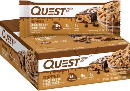 Produktbild Quest Nutrition Quest Bars Dipped, 12 x 50g Riegel, Chocolate Chip Cookie Dough (Chocolate Chip Cookie Dough, 1 Stk., 600 g)