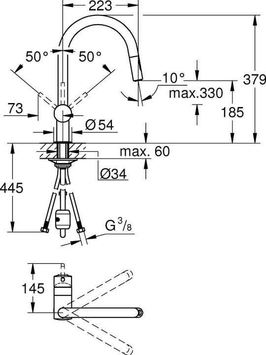 Actual product image Grohe Einhand-Spültischbatterie MINTA 1/2Zoll, C-Auslauf cool sunrise gebürste