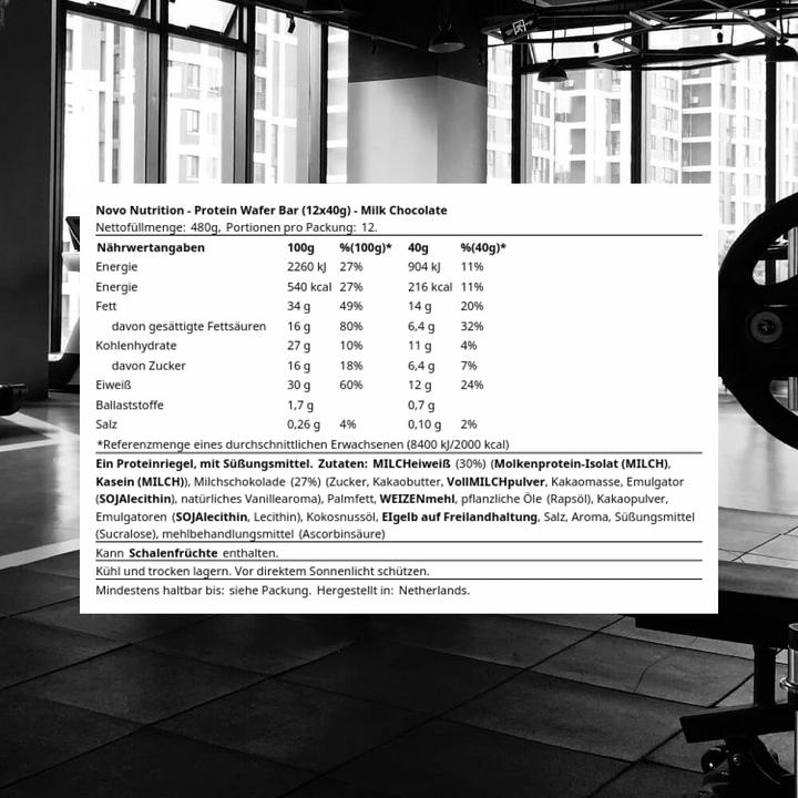 Produktbild Novo Protein Wafer Bar (Milchschokolade, 12 Stk., 40 g)