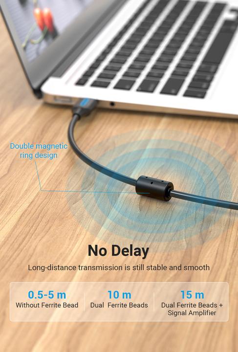 Actual product image Vention Cable USB 2.0 A to B COQBG 1.5m (black) (1.50 m, USB 2.0)