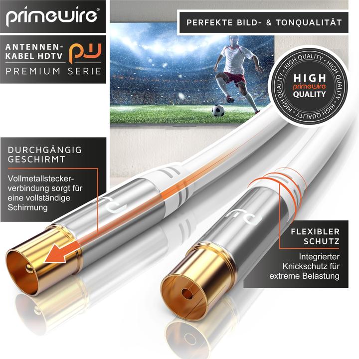 Produktbild Primewire Antennenkabel HDTV | Premium Koaxialkabel 135dB / 75 Ohm | FullHD / 4k Ultra HD | Fernsehkabel (85 dB, Antennenkabel)