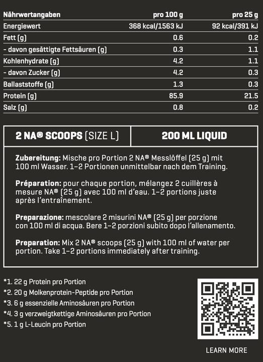 Nutritional values and ingredients Nutriathletic Grow (Tahitian Vanila, 1 pcs., 650 g)