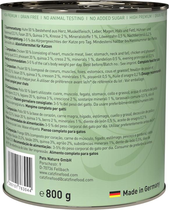 Immagine prodotto Catz Finefood No.15 Pollo e fagiano (Adulto, 1 pz., 800 g)